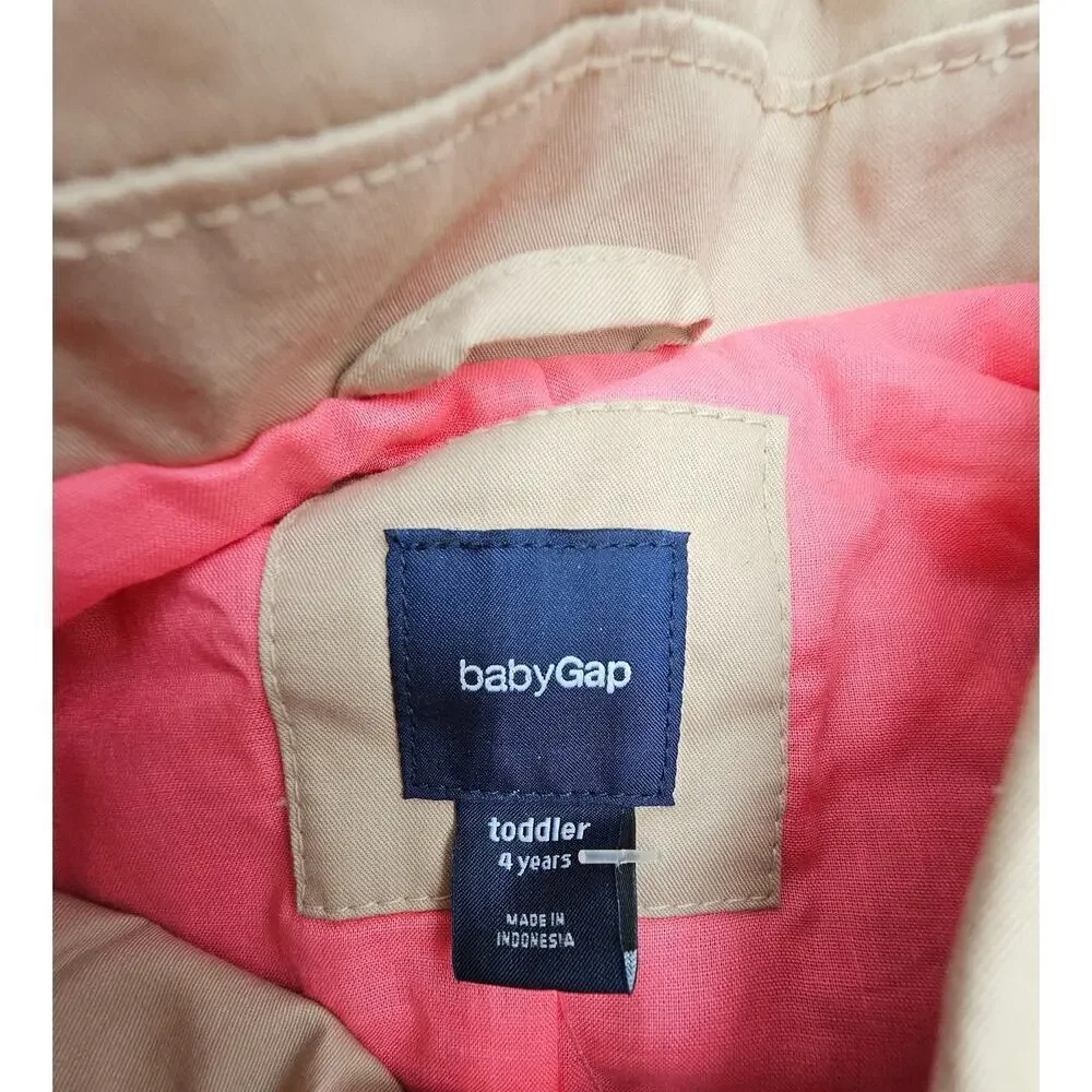 Gap Girl's 4/5 Khaki/Pink Trench Coat NWT w/Matching Pants and Long Sleeve Shirt